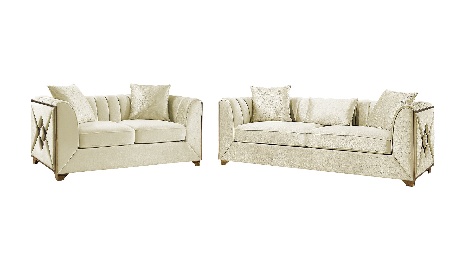 Velencia 2Pc Modern Living Room Set in Cream