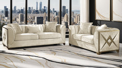 Velencia 2Pc Modern Living Room Set in Cream