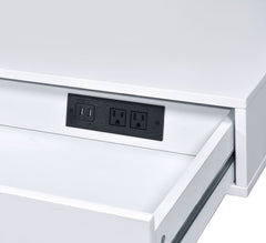 White High Gloss and Chrome Writing Desk with USB Port