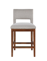 Upholstered Top Bar Stools with Studs and Wooden Legs (1 PC Only)