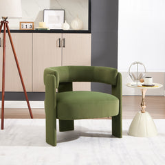 Accent Chair for Living Room, Velvet Comfy Single Sofa Chair Mid-Century Modern Armchair with 1 Pillow and Metal Legs for Bedroom Office Reading
