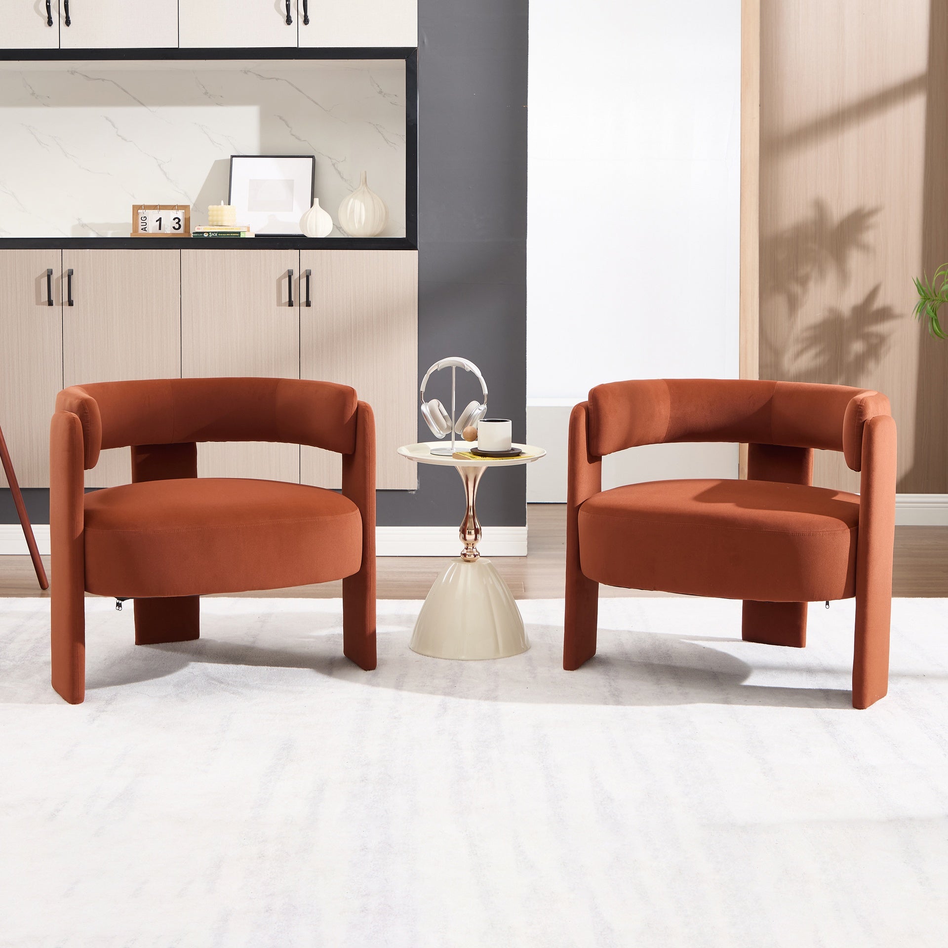 Accent Chair for Living Room, Velvet Comfy Single Sofa Chair Mid-Century Modern Armchair with 1 Pillow and Metal Legs for Bedroom Office Reading