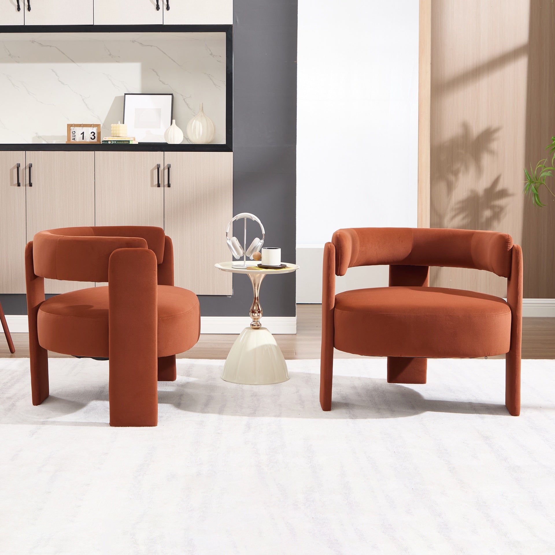 Accent Chair for Living Room, Velvet Comfy Single Sofa Chair Mid-Century Modern Armchair with 1 Pillow and Metal Legs for Bedroom Office Reading