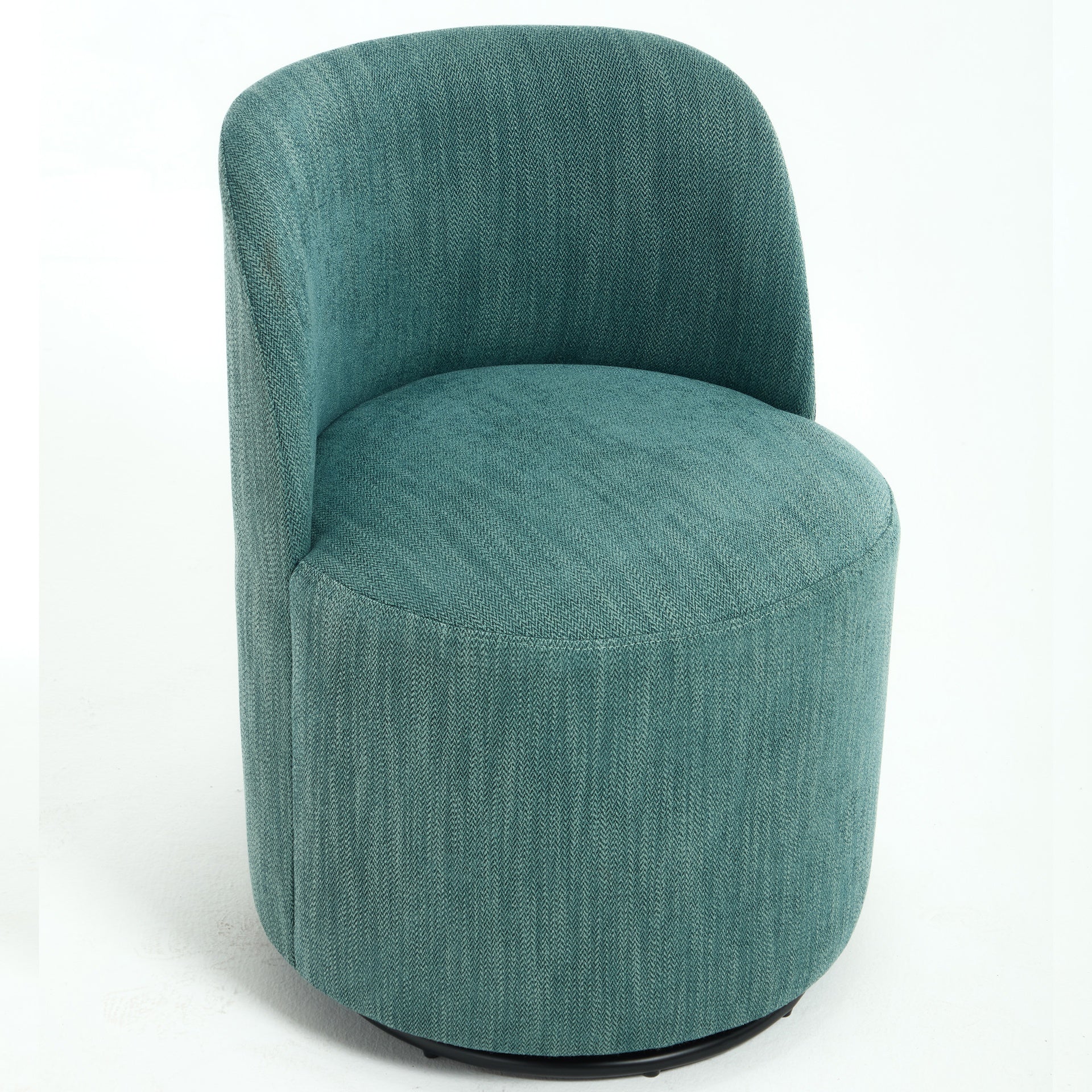 Set Of 1 Upholstered Kitchen & Dining Room Barrel Chair, Mid Century Modern Round Linen Dining Chair, 360 Degree Swivel Comfy Armless Accent Makeup Vanity Side Chair for Bedroom Living Room