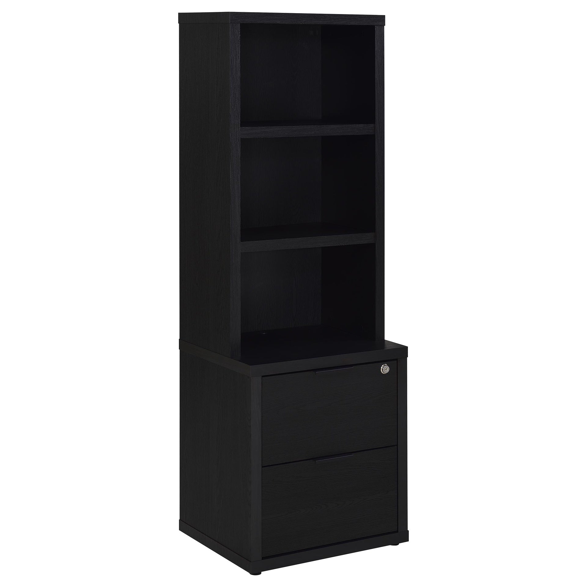 Geary Black 3-piece Wall Unit Bookcase Set with USB