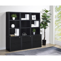 Geary Black 3-piece Wall Unit Bookcase Set with USB