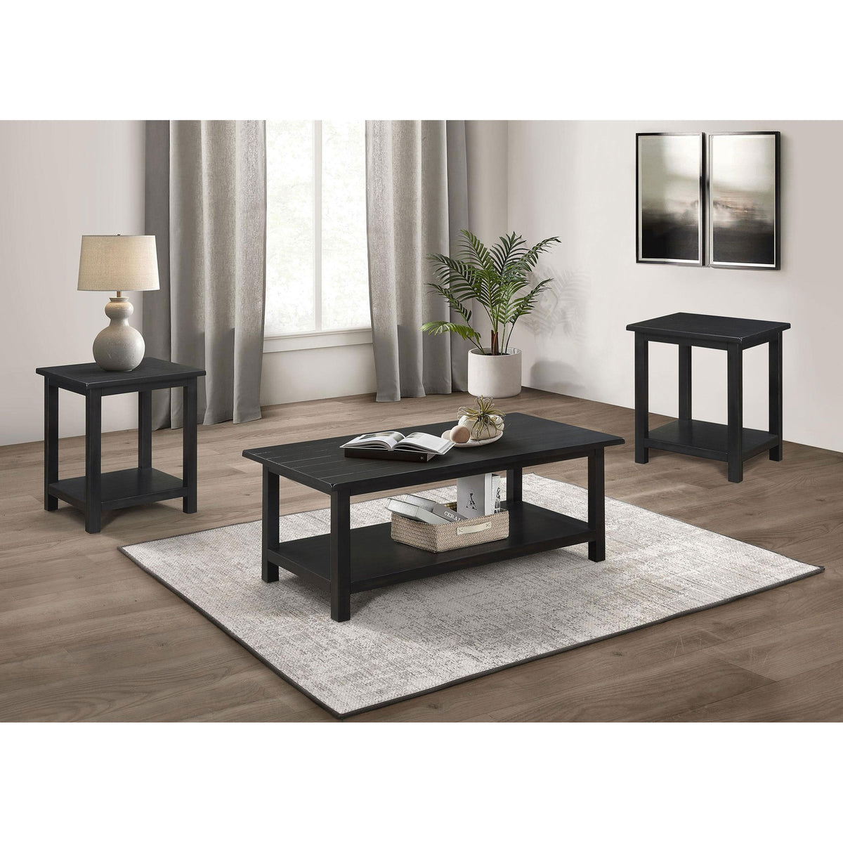 Castleton Distressed Java 3-piece Coffee and End Table Set
