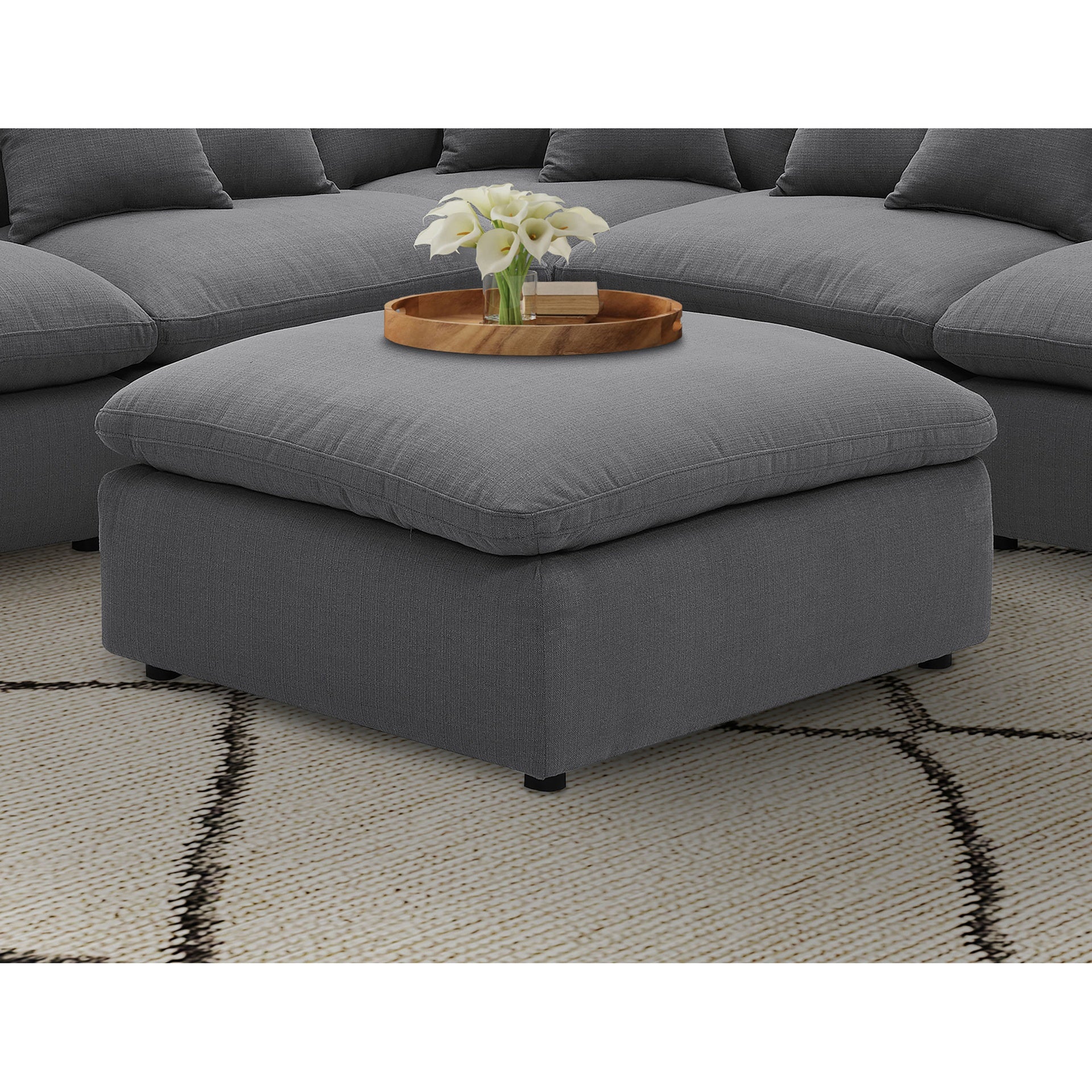 Greeley Charcoal Upholstered Square Ottoman