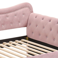 Pink Upholstered Twin Daybed with Trundle