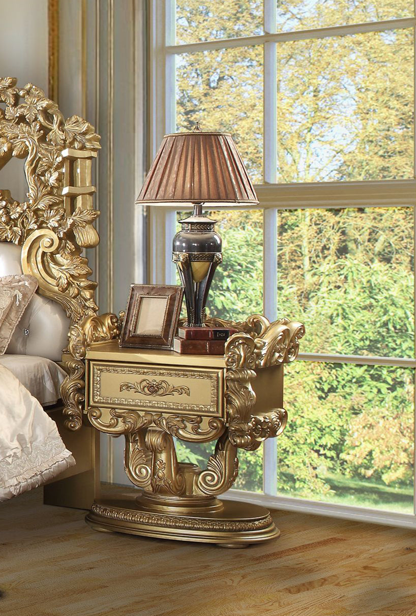 Gold 1-Drawer Nightstand