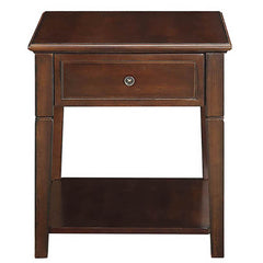 Walnut End Table with Bottom Shelf