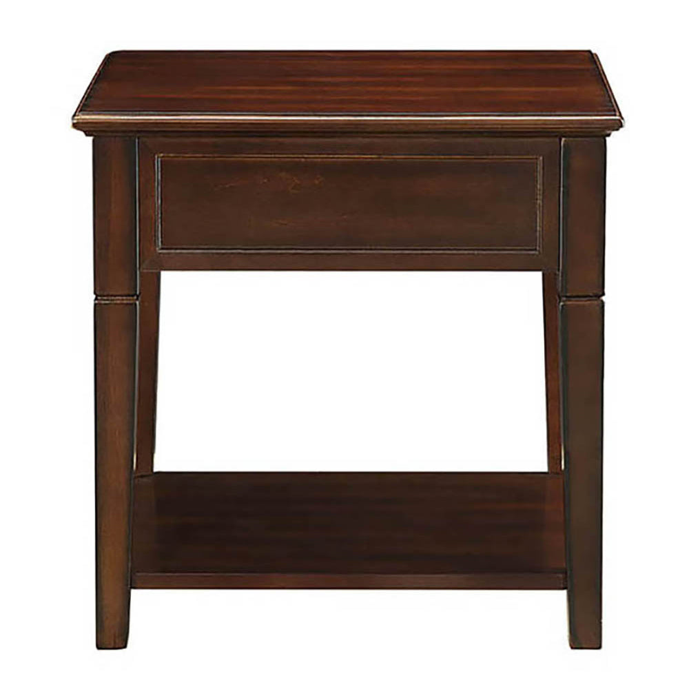 Walnut End Table with Bottom Shelf