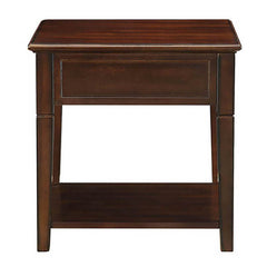 Walnut End Table with Bottom Shelf