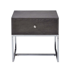 Grey Oak and Chrome Storage End Table