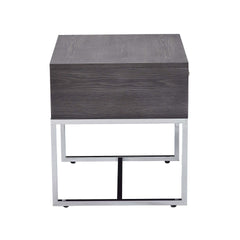 Grey Oak and Chrome Storage End Table