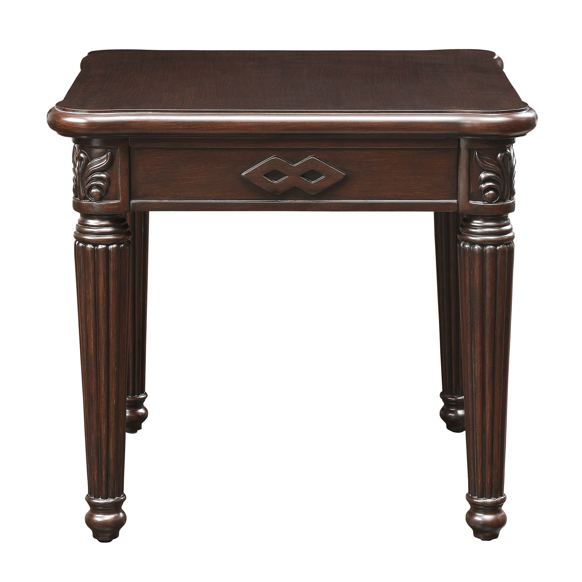 Espresso End Table with Turned Leg