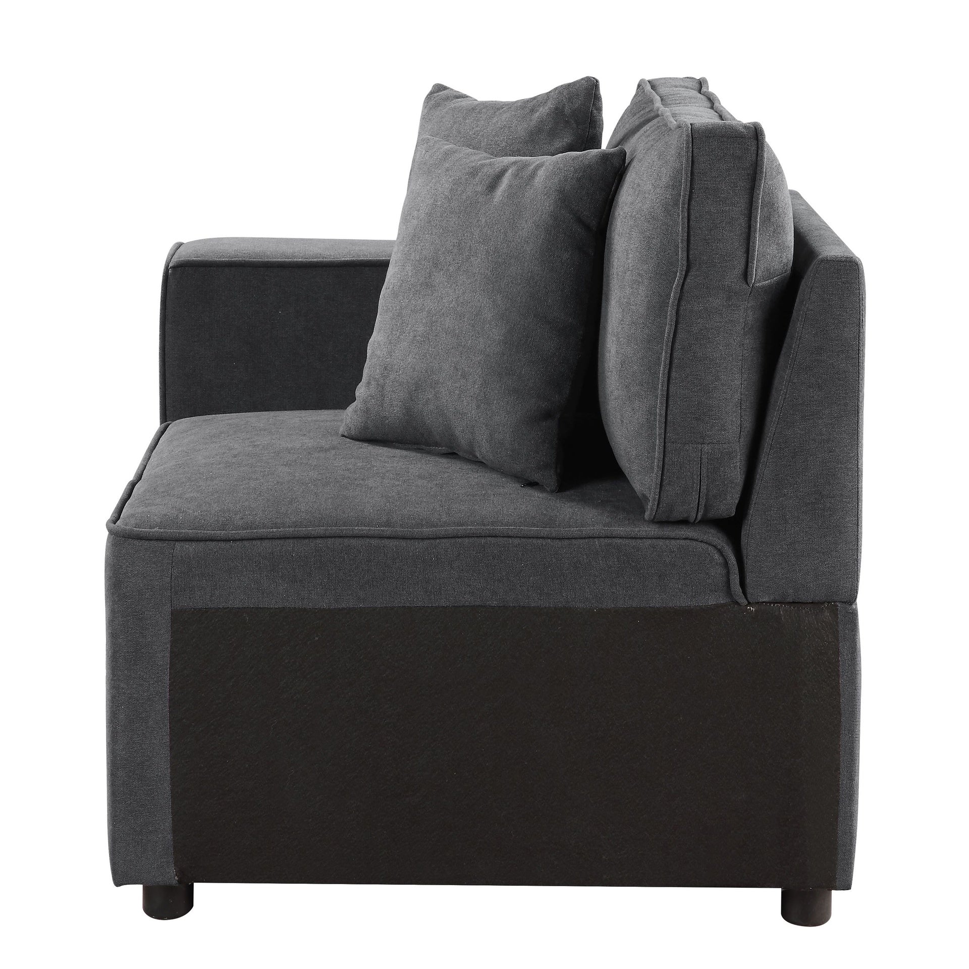 Grey Left Facing Loose Back Accent Chair