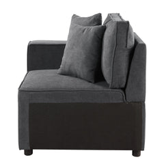 Grey Left Facing Loose Back Accent Chair