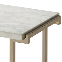White and Champagne Sled Base Sofa Table