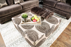 Transitional Style Brown Pattern Finish Square Upholstery Ottoman Oversized Design Bun Legs