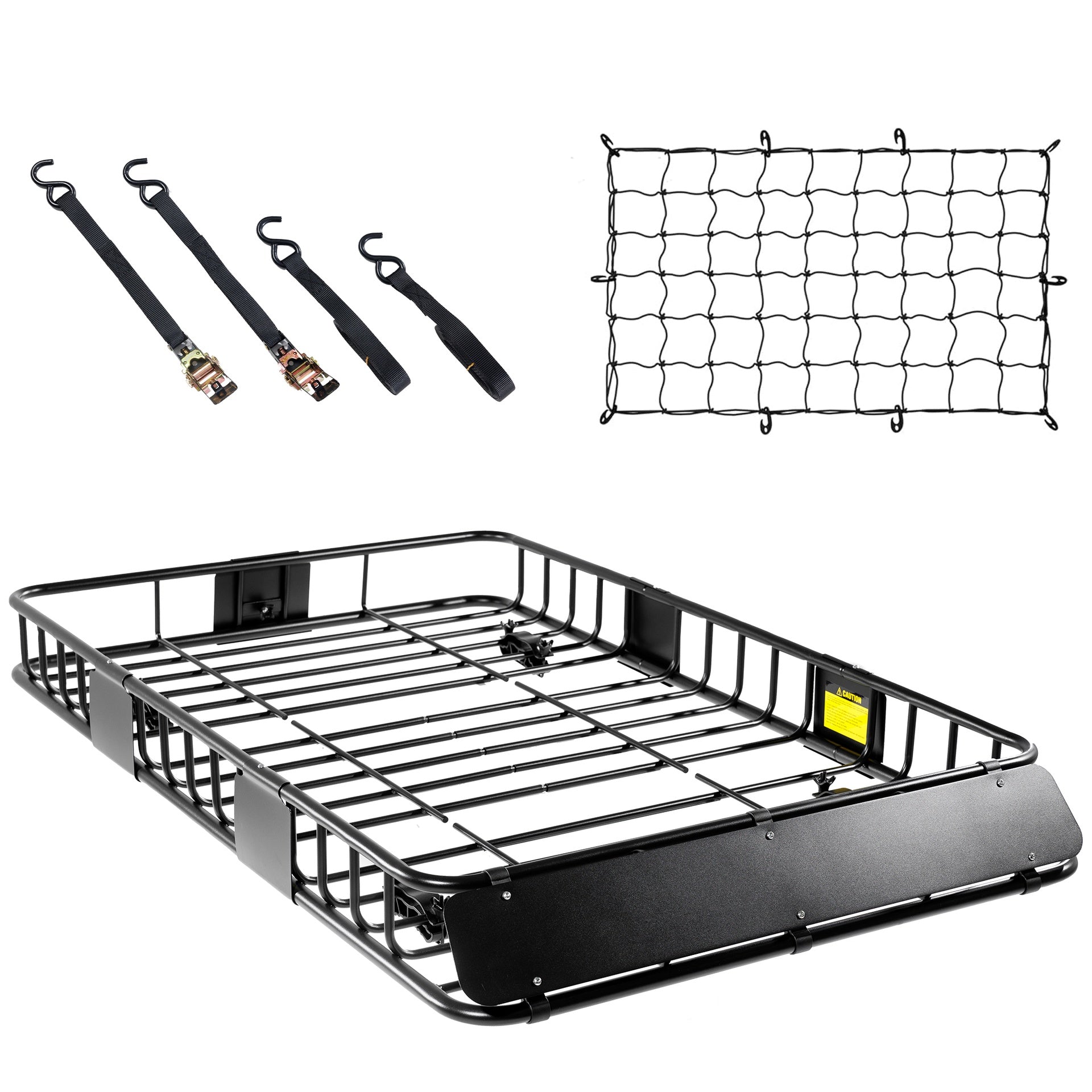 64 x 39 x 6 Inch Universal 250LB Heavy Duty Roof Rack Cargo with Cargo Net & Ratchet Straps, Car Top Luggage Holder Carrier Basket for SUV, Truck or RV Camping Storage Steel Construction
