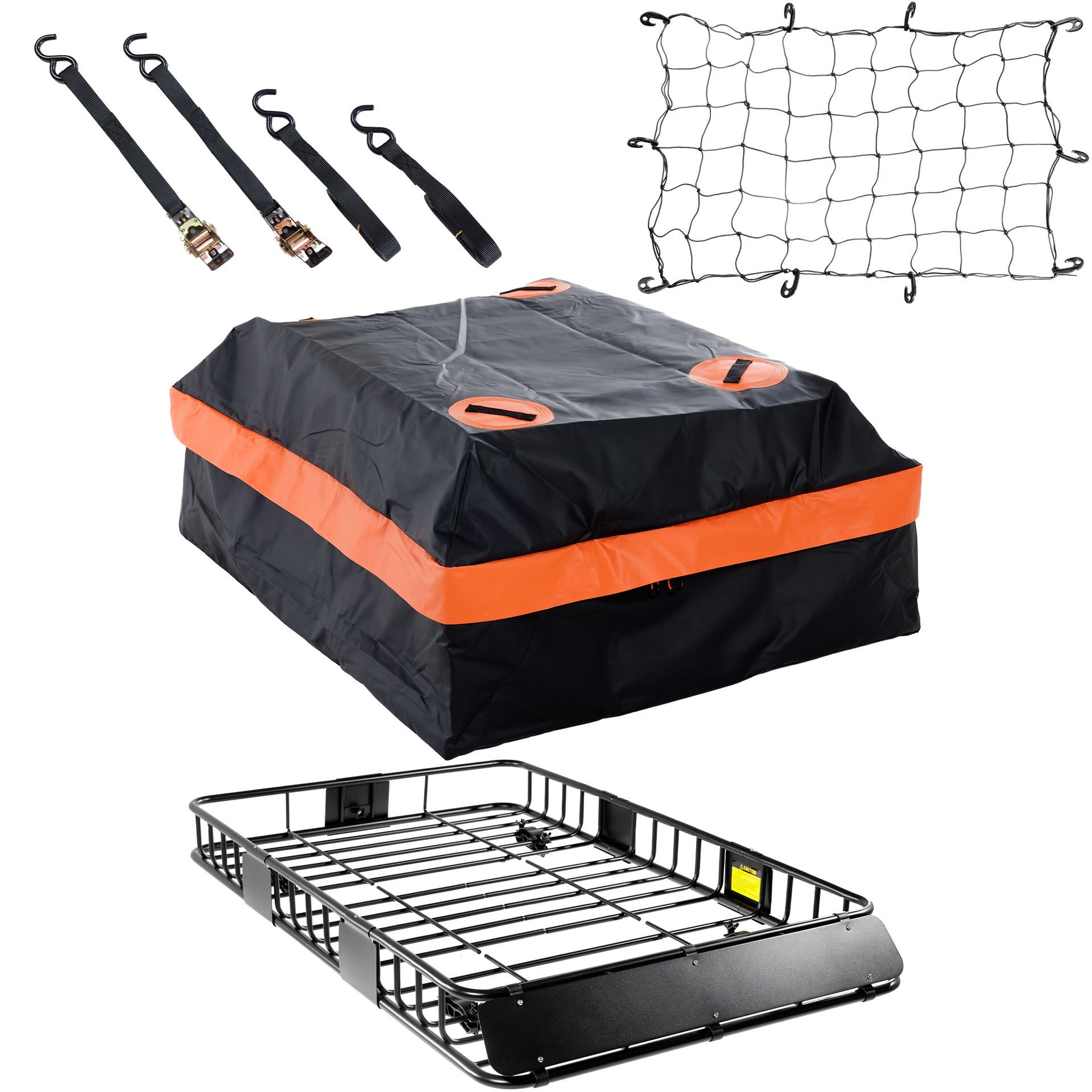 Heavy Duty 64"x 39" Roof Rack, Rooftop Cargo Carrier Basket with Waterproof Bag, Tie Down Strap & Net, Car Top Luggage Holder for SUV, 200lb Capacity, Steel Construction