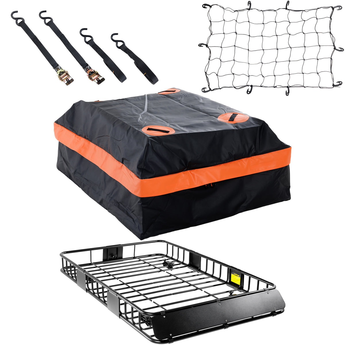 Heavy Duty 64"x 39" Roof Rack, Rooftop Cargo Carrier Basket with Waterproof Bag, Tie Down Strap & Net, Car Top Luggage Holder for SUV, 200lb Capacity, Steel Construction
