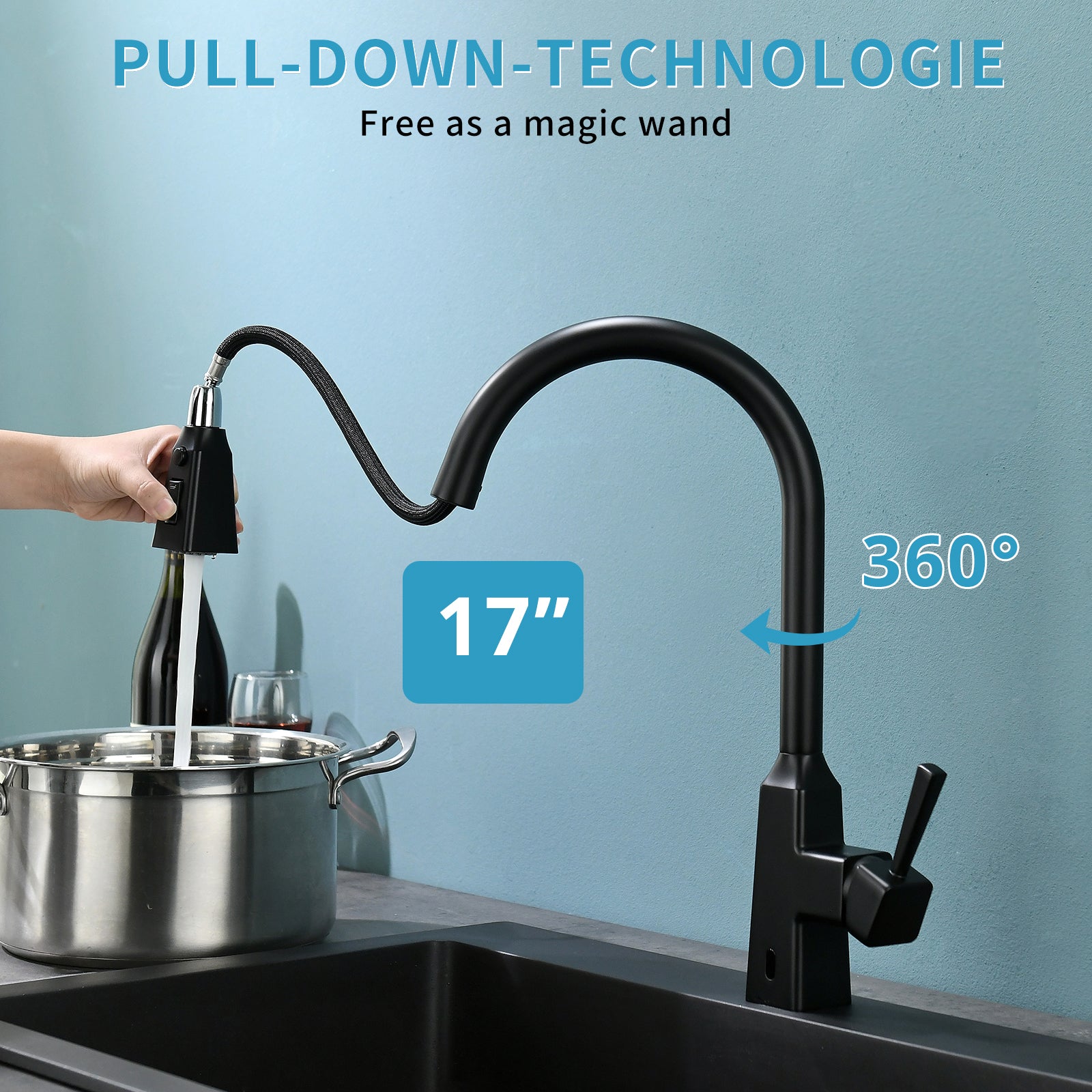 Touchless Kitchen Faucet,Hands Free Automatic Smart Kitchen Faucet