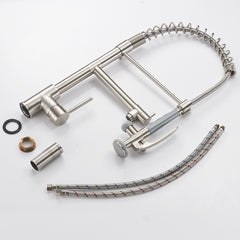 Commercial Kitchen Faucet Pull Down Sprayer Brushed Nickel,Single Handle Kitchen Sink Faucet