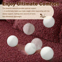 Modern Floor Sofa with 2 Pillows,Convertible Teddy Fabric Foam-Filled Sleeper Sofa Bed,15" Full Size Folding Mattress for Living Room,Guest Bed,no assembly required,Burgundy(Same series:W1885P2722)