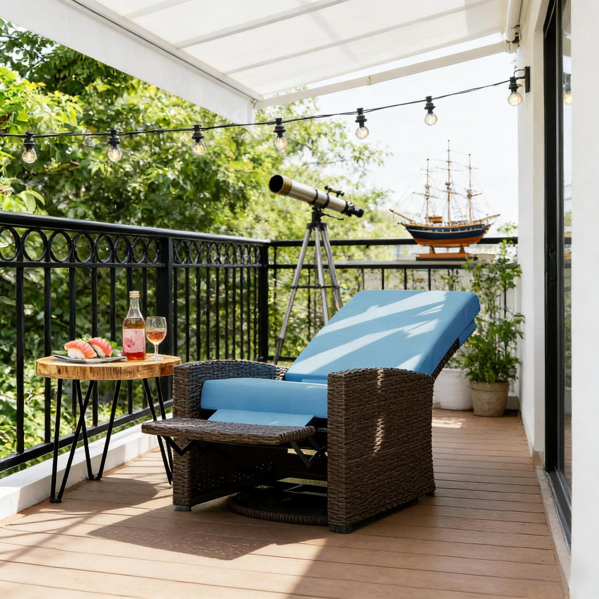 Rattan Chair,Outdoor Swivel Recliner Chair