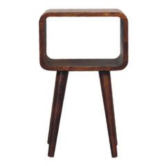 Solid Wood Mini Chestnut Curved Open Bedside, 4 Tapered Legs