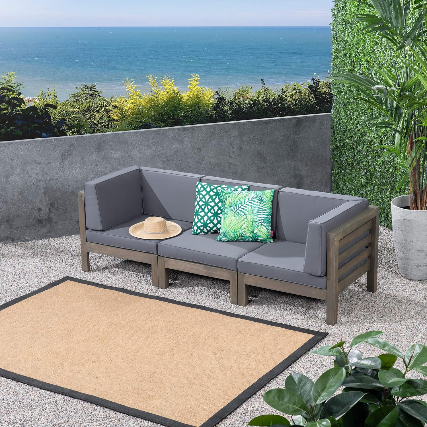OANA - 3-PIECE SOFA SET, DARK GREY