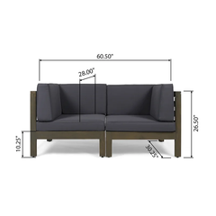 OANA 2-Piece LOVE SEAT SET, DARK GREY