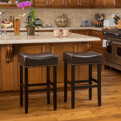 [OLD SKU: 74515.00] 30-inch Backless Brown Faux  Leather Counter Stool (Set of 2)