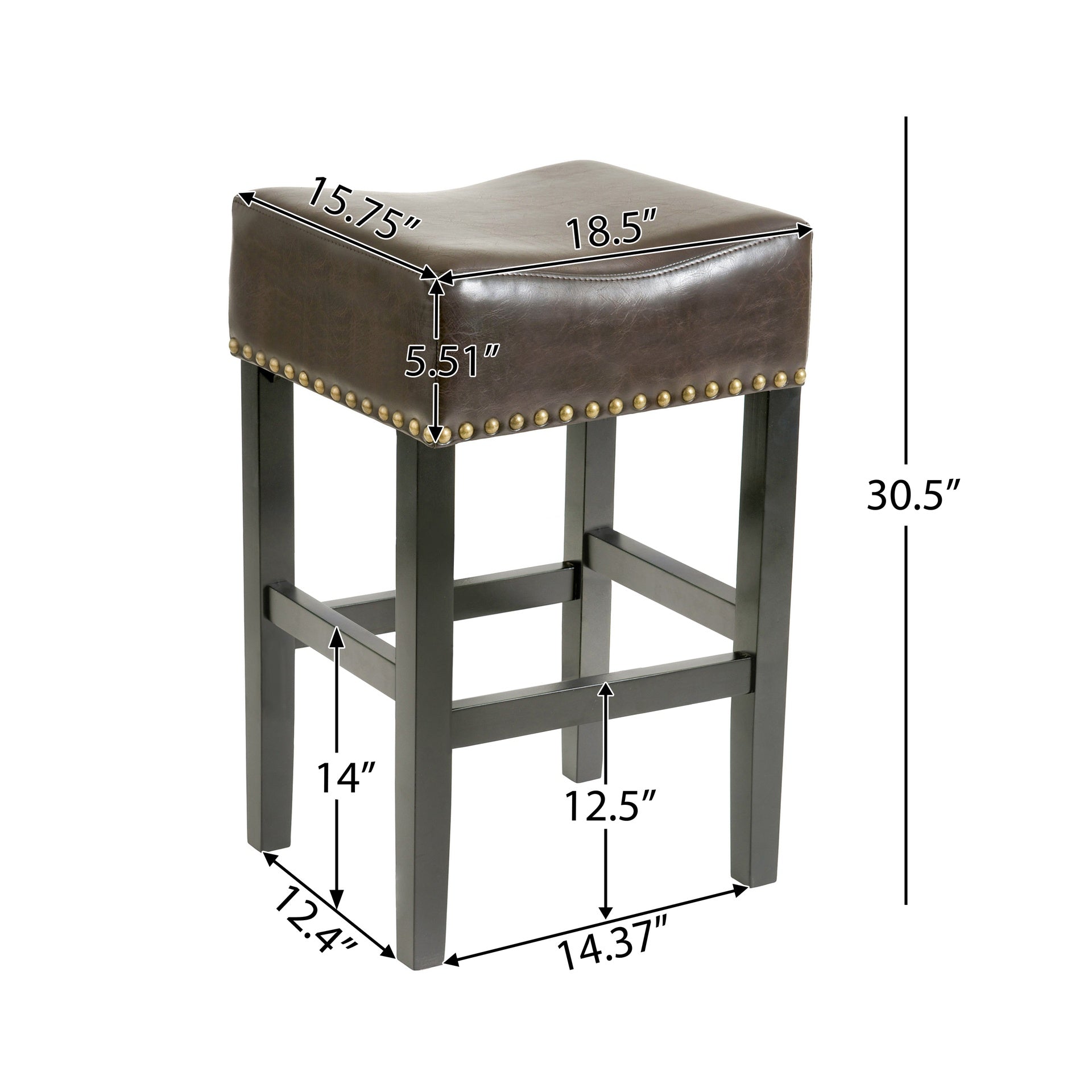 [OLD SKU: 74515.00] 30-inch Backless Brown Faux  Leather Counter Stool (Set of 2)