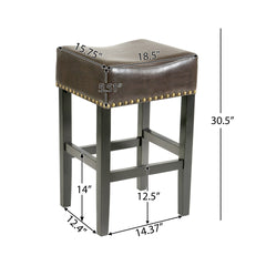 [OLD SKU: 74515.00] 30-inch Backless Brown Faux  Leather Counter Stool (Set of 2)