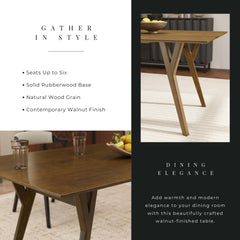 Lavin Modern 7-Piece Dining Set, Wood Dining Table with 4 Walnut and 2 Black Wishbone Chairs
