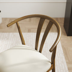 Lavin Modern 7-Piece Dining Set, Wood Dining Table with 2 Walnut and 4 Black Wishbone Chairs