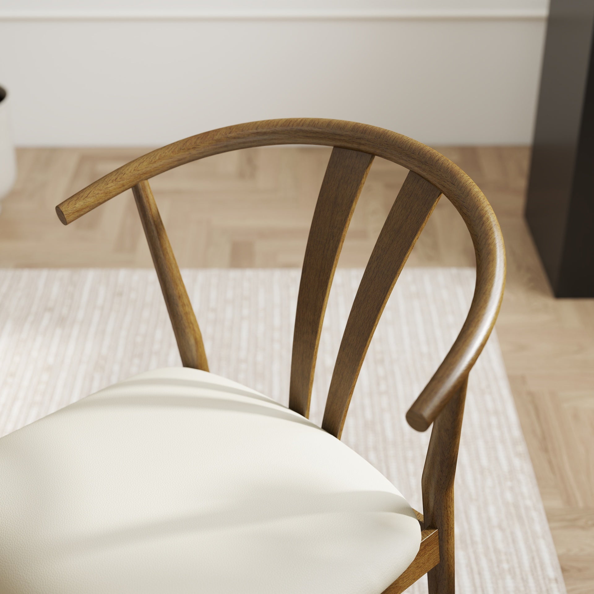 Lavin Modern 5-Piece Dining Set, Walnut Finished Dining Table with 4 Brown Wishbone Chairs