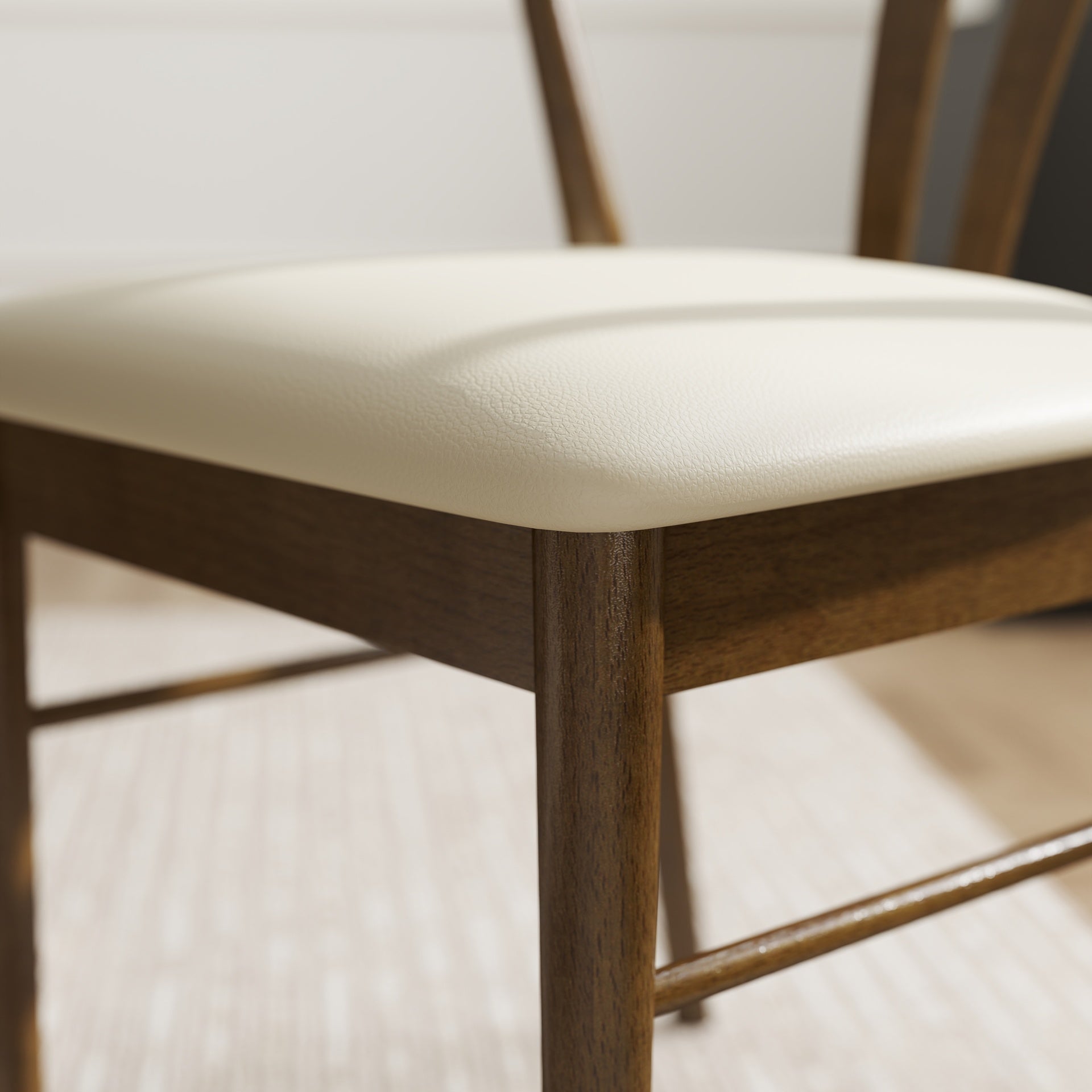Lavin Modern 5-Piece Dining Set, Walnut Finished Dining Table with 4 Brown Wishbone Chairs