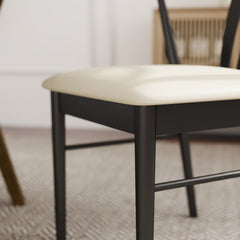 Lavin Modern 5-Piece Dining Set, Walnut Finished Dining Table with 4 Black Wishbone Chairs