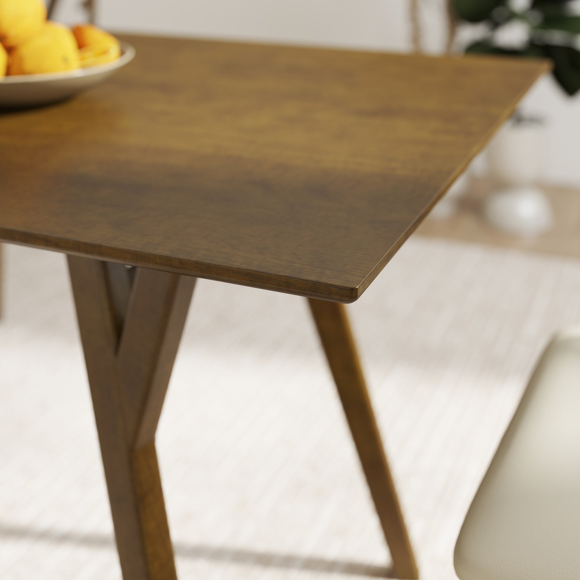 Lavin Modern 5-Piece Dining Set, Walnut Finished Dining Table with 4 Black Wishbone Chairs