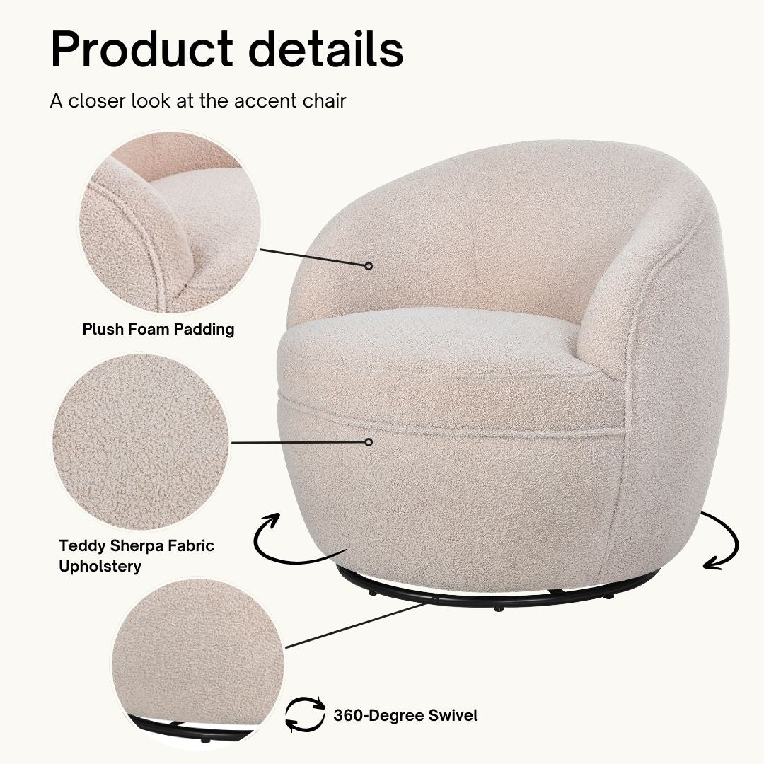 Galleria 360 Swivel Teddy Sherpa Barrel Chair