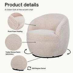 Galleria 360 Swivel Teddy Sherpa Barrel Chair