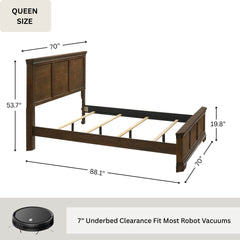 Maderne Traditional Wood Panel 6 pieces Queen Bed set with Dresser, Mirror, Two Nightstands, Chest