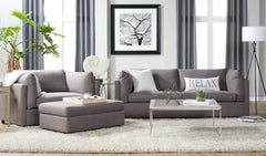 Enda Pillow Back Fabric 3-Piece Sofa and Cuddler Chair Set