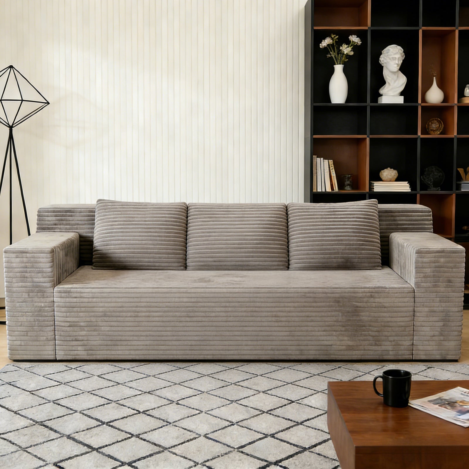 71" 3Setaser Sofa,Corduroy Fabric,Deep Seat Couches,Comfy Loveseat Sofa,No Assembly,1pcs for Living room, Bedroom,Conference room ,Apartment
