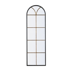 23.5x74.5" Arched Floor Mirror with Black and Gold Windowpane Design