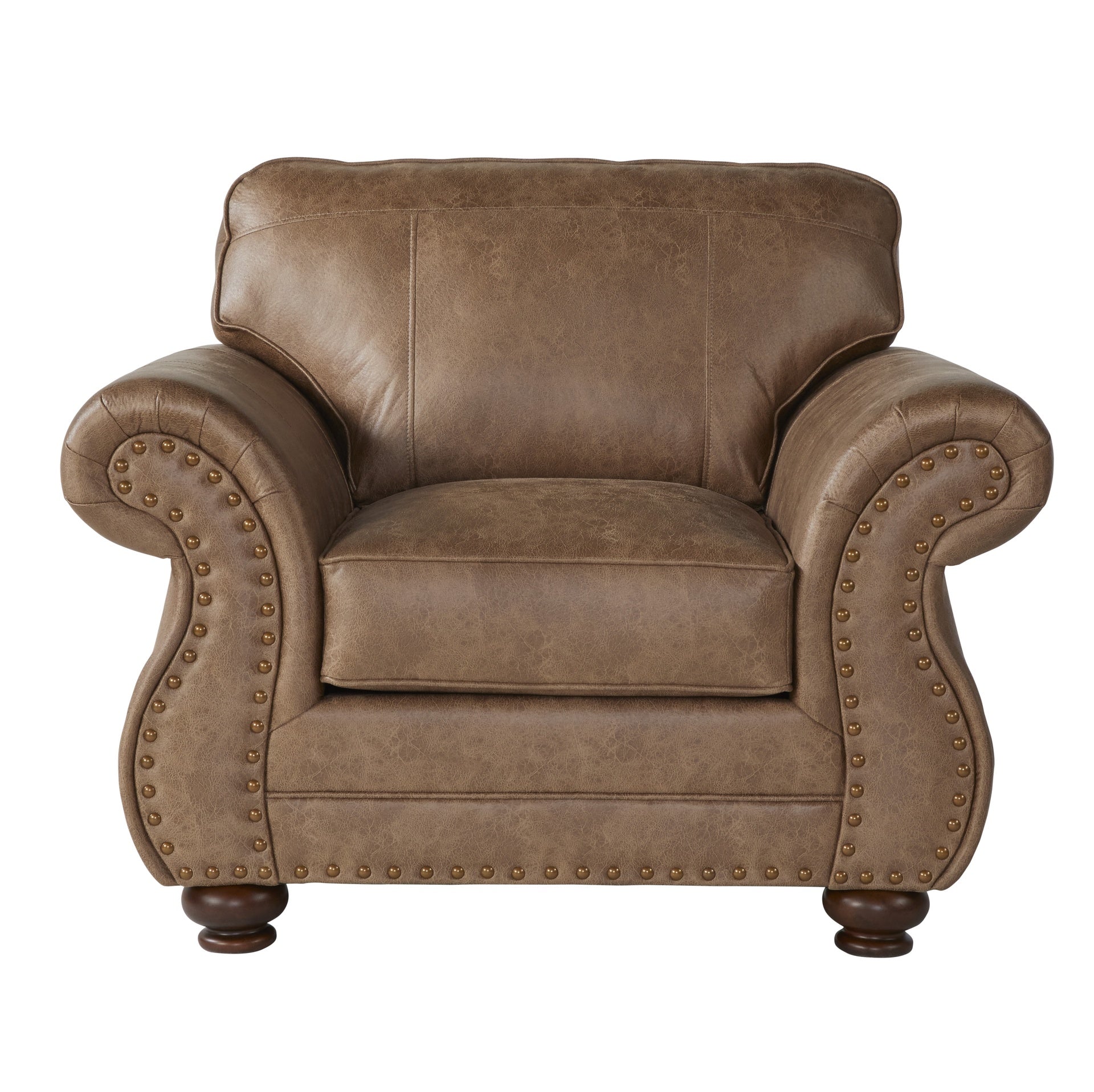 Leinster Faux Leather 3-Piece Sofa Set with Antique Bronze Nailheads